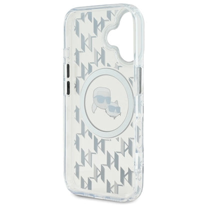 Etui MagSafe dla Apple iPhone 16, Karl Lagerfeld, IML Monogram Karl & Choupette's Heads, Przezroczyste