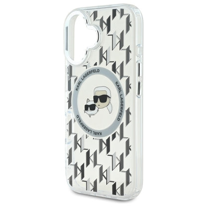 Etui MagSafe dla Apple iPhone 16, Karl Lagerfeld, IML Monogram Karl & Choupette's Heads, Przezroczyste