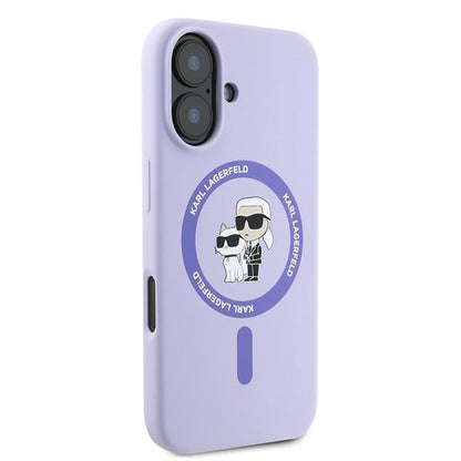 MagSafe Case for Apple iPhone 16, Karl Lagerfeld, Karl & Choupette Silicone, Purple