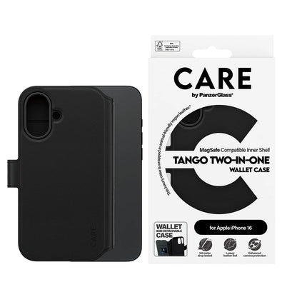 Etui MagSafe dla Apple iPhone 16, PanzerGlass, Care Feature Tango Two-in-One, Czarne