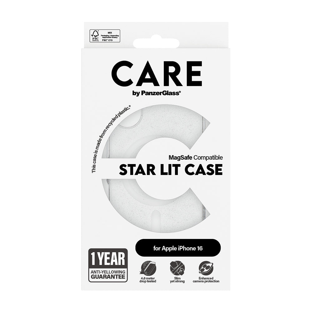 Etui MagSafe dla Apple iPhone 16, PanzerGlass, Care Urban Combat Star Lit, Przezroczyste Białe