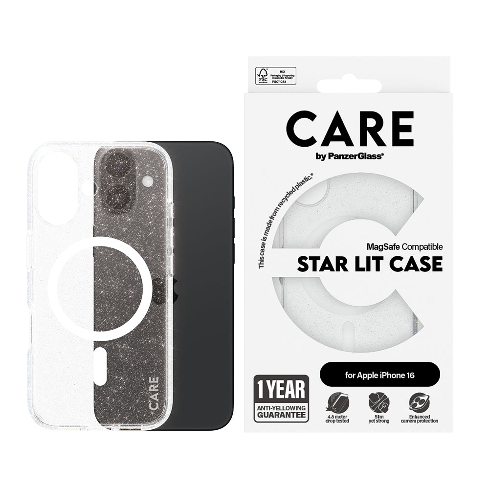 Etui MagSafe dla Apple iPhone 16, PanzerGlass, Care Urban Combat Star Lit, Przezroczyste Białe