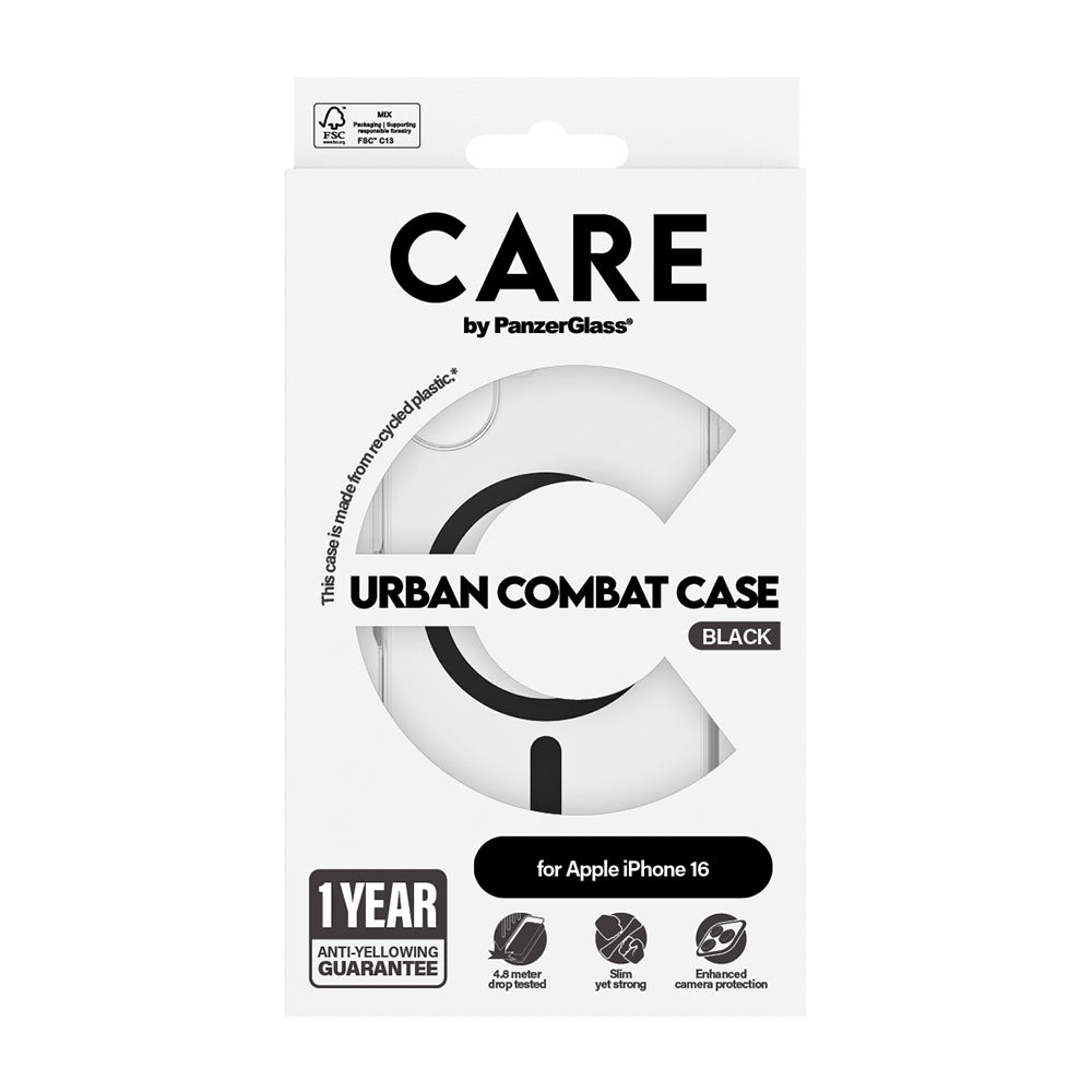 Etui MagSafe dla Apple iPhone 16, PanzerGlass, Care Urban Combat, Czarne Przezroczyste