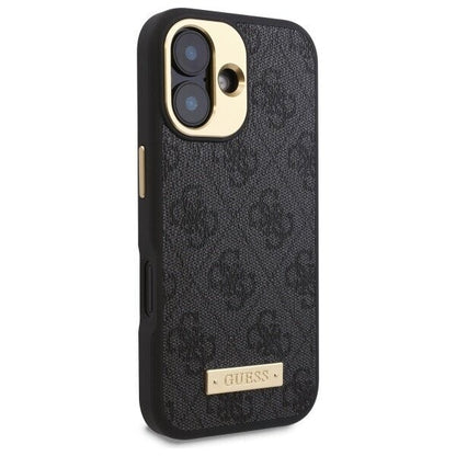 Etui MagSafe dla Apple iPhone 16 Plus, Guess, 4G Logo Plate, Czarne