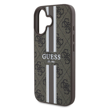 Etui MagSafe dla Apple iPhone 16 Plus, Guess, 4G Printed Stripes, Brązowy
