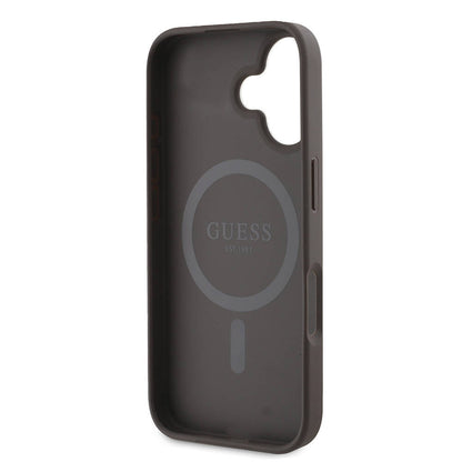 Etui MagSafe dla Apple iPhone 16 Plus, Guess, 4G Printed Stripes, Brązowy