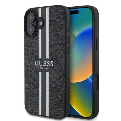 Etui MagSafe dla Apple iPhone 16 Plus, Guess, 4G Printed Stripes, Czarne