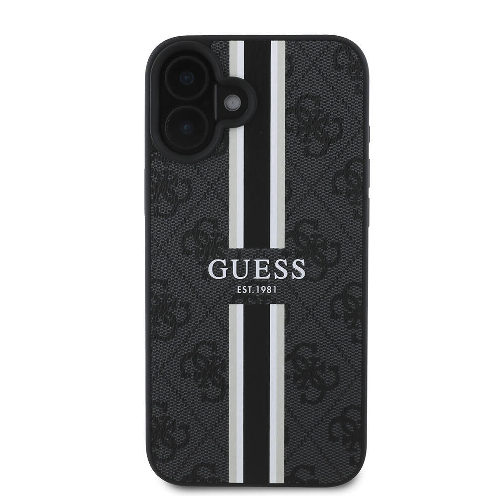 Etui MagSafe dla Apple iPhone 16 Plus, Guess, 4G Printed Stripes, Czarne