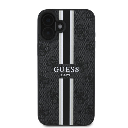 Etui MagSafe dla Apple iPhone 16 Plus, Guess, 4G Printed Stripes, Czarne