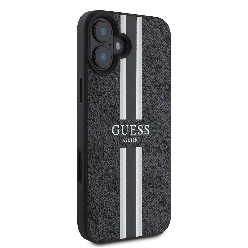 Etui MagSafe dla Apple iPhone 16 Plus, Guess, 4G Printed Stripes, Czarne