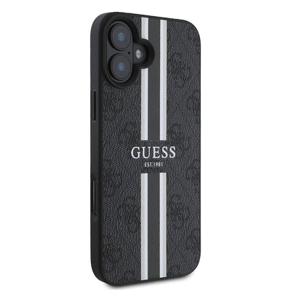 Etui MagSafe dla Apple iPhone 16 Plus, Guess, 4G Printed Stripes, Czarne
