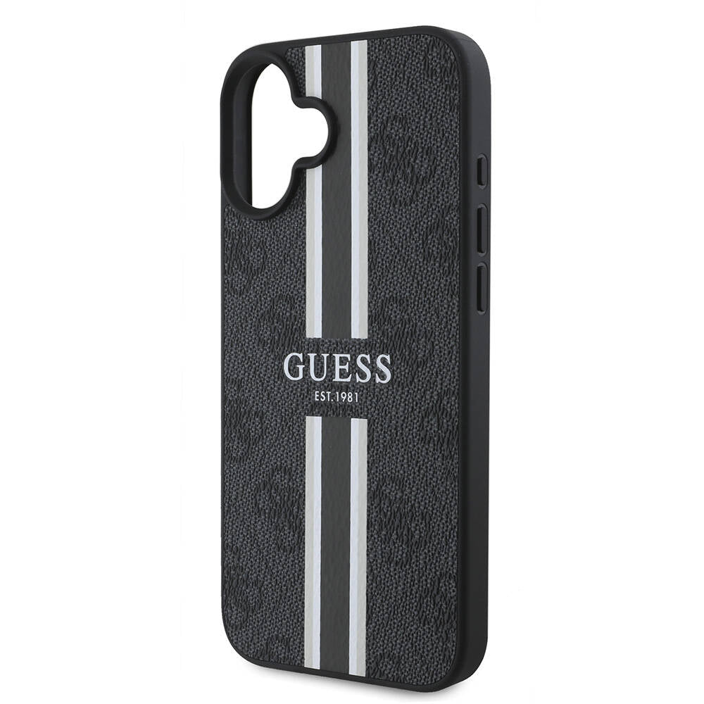 Etui MagSafe dla Apple iPhone 16 Plus, Guess, 4G Printed Stripes, Czarne