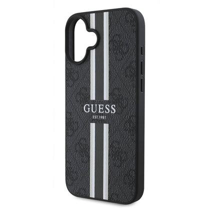 Etui MagSafe dla Apple iPhone 16 Plus, Guess, 4G Printed Stripes, Czarne
