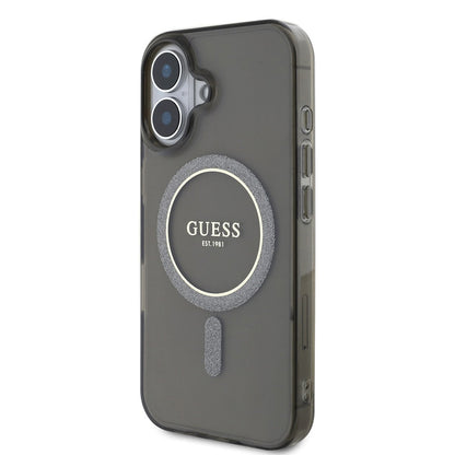 Etui MagSafe dla Apple iPhone 16 Plus, Guess, IML Glitter Circle, Czarne