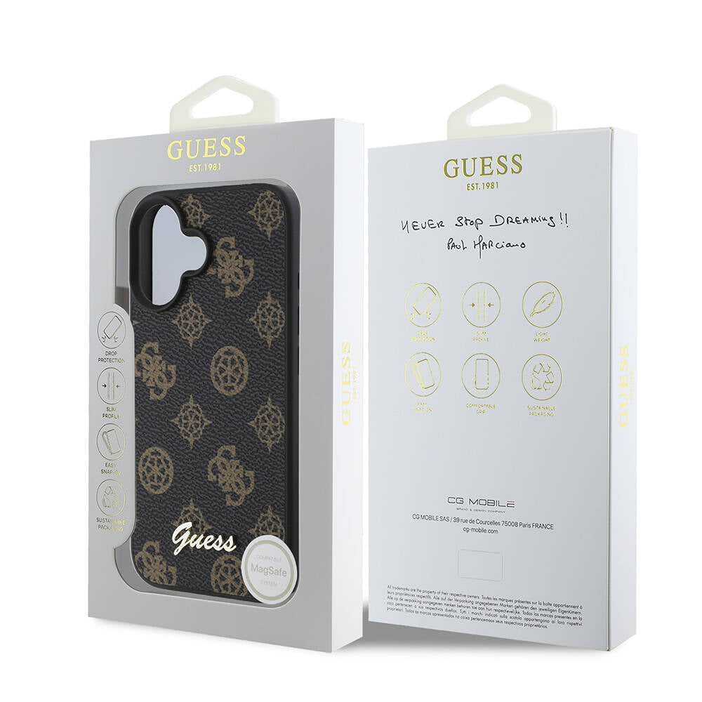 Etui MagSafe dla Apple iPhone 16 Plus, Guess, Peony Script, Czarne