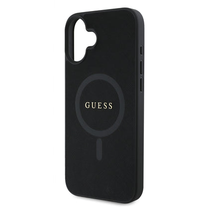 Etui MagSafe dla Apple iPhone 16 Plus, Guess, Saffiano Classic Logo, Czarne