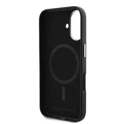 MagSafe Case for Apple iPhone 16 Plus, Karl Lagerfeld, FW Metal Plate, Black