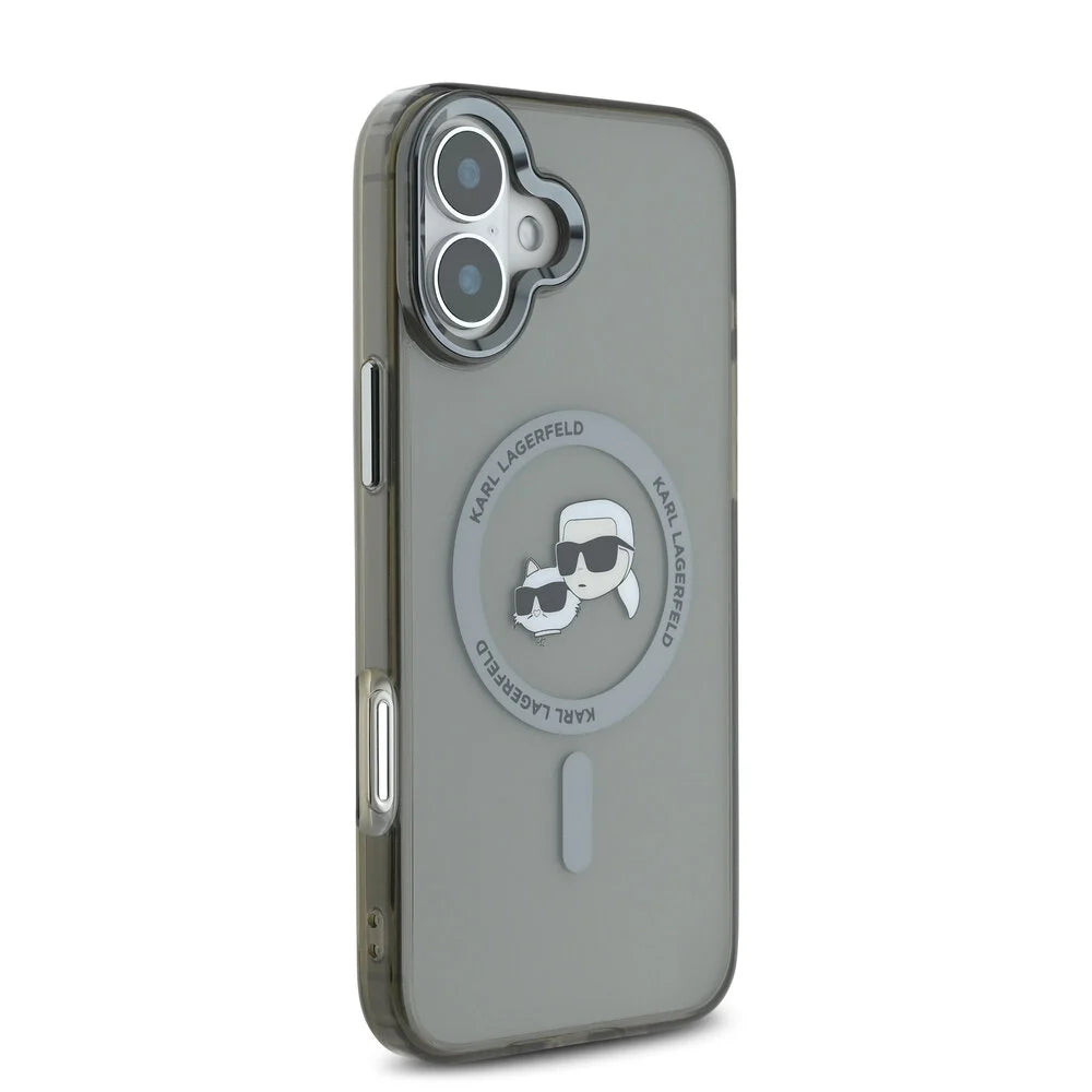Etui MagSafe dla Apple iPhone 16 Plus, Karl Lagerfeld, IML Metal Karl & Choupette's Heads, Czarne