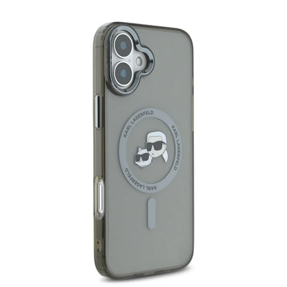 Etui MagSafe dla Apple iPhone 16 Plus, Karl Lagerfeld, IML Metal Karl & Choupette's Heads, Czarne