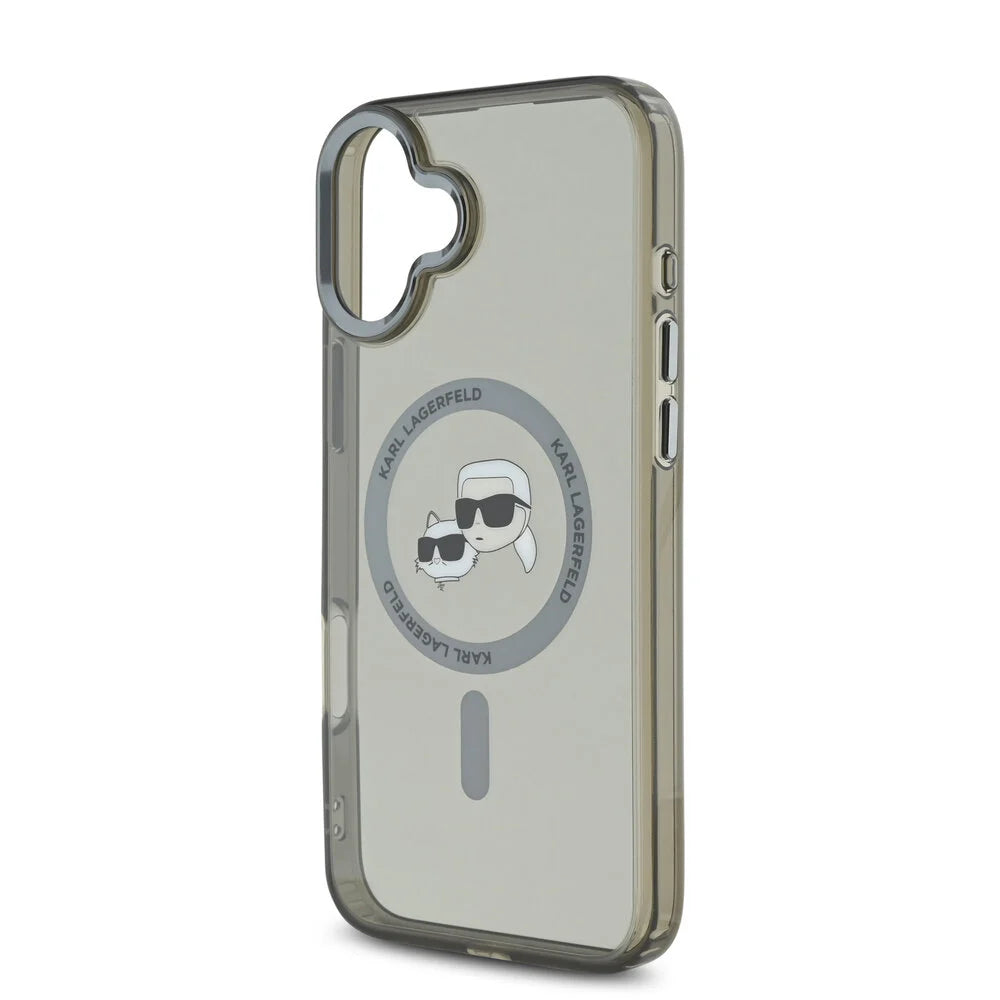 Etui MagSafe dla Apple iPhone 16 Plus, Karl Lagerfeld, IML Metal Karl & Choupette's Heads, Czarne
