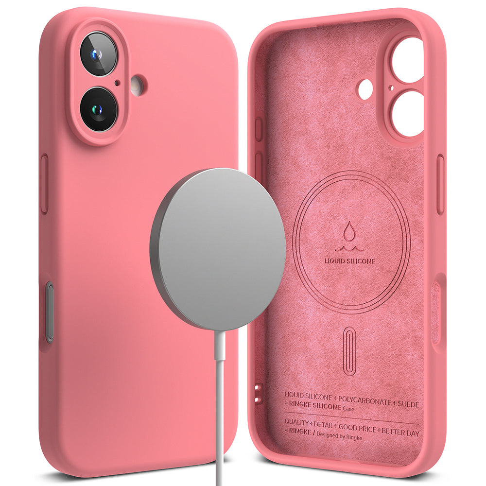 Etui MagSafe do Apple iPhone 16 Plus, Ringke, silikonowe, różowe