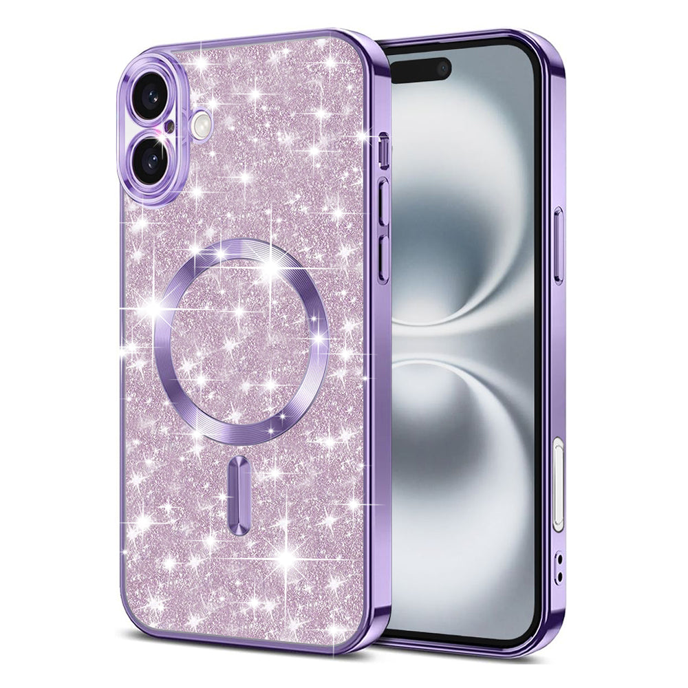 Etui MagSafe do Apple iPhone 16 Plus, Techsuit, Luxury Glitter, Jasny fiolet