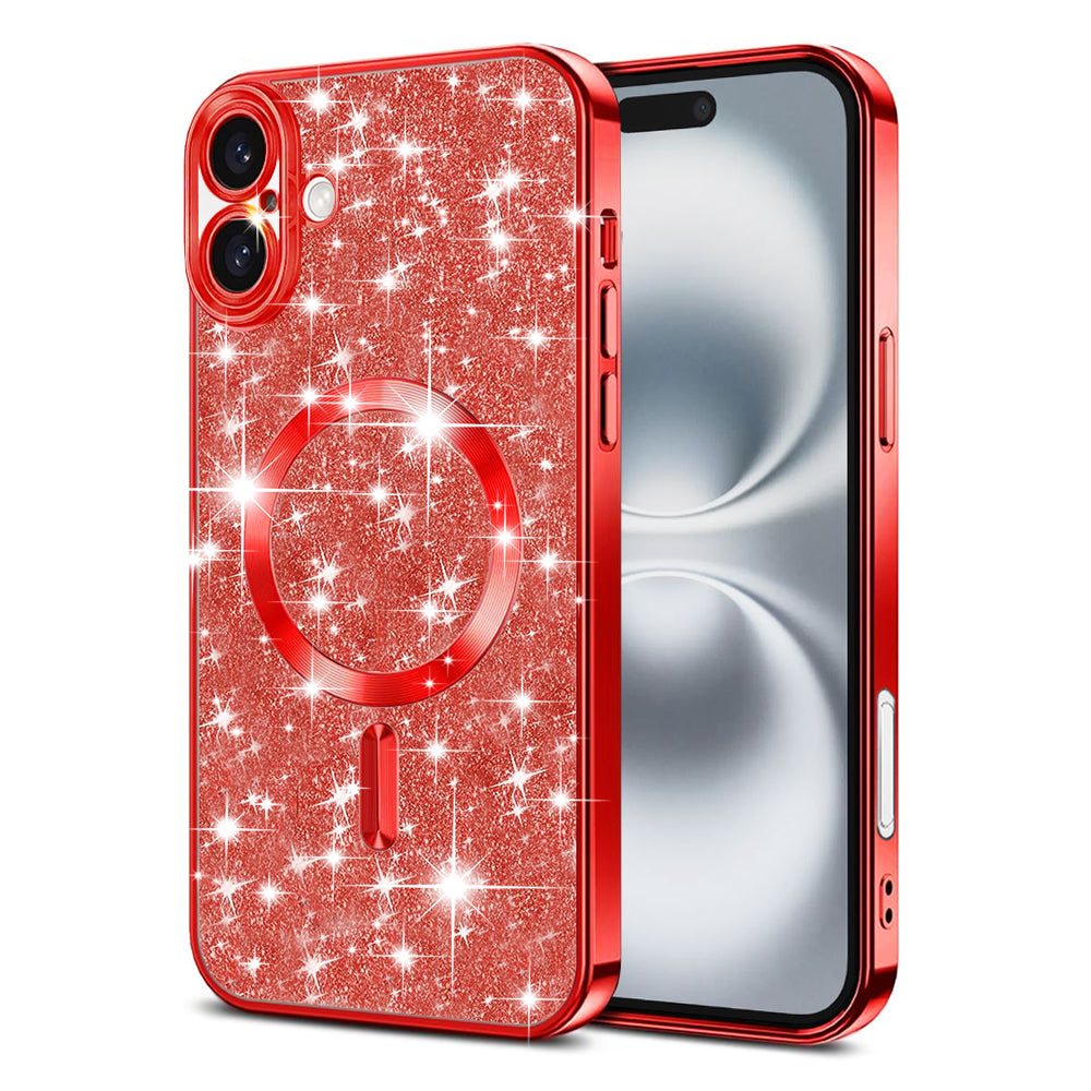 Etui MagSafe do Apple iPhone 16 Plus, Techsuit, Luxury Glitter, Czerwone