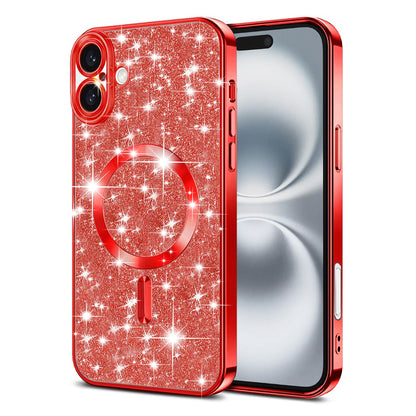 Etui MagSafe do Apple iPhone 16 Plus, Techsuit, Luxury Glitter, Czerwone