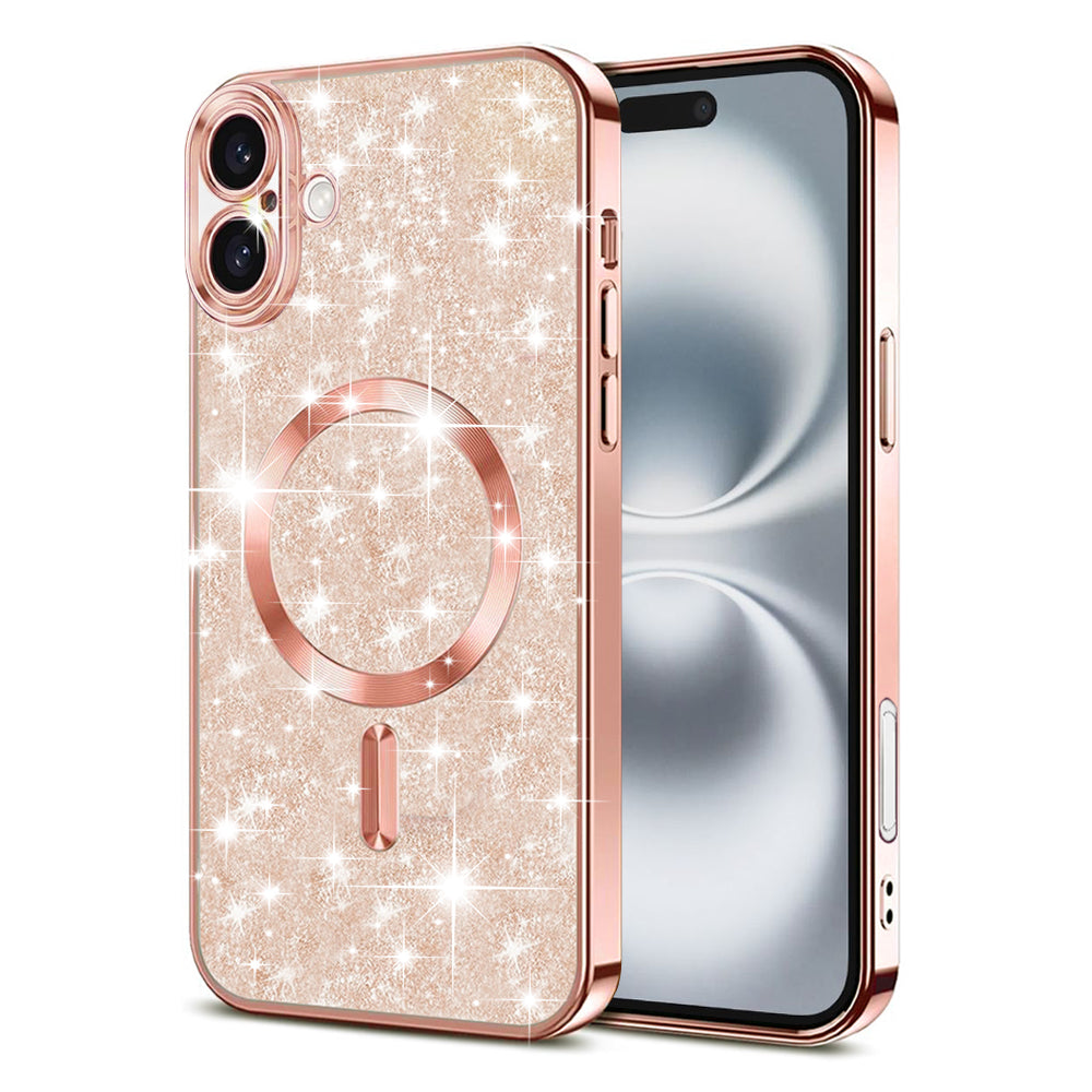 Etui MagSafe do Apple iPhone 16 Plus, Techsuit, Luxury Glitter, Różowe Złoto