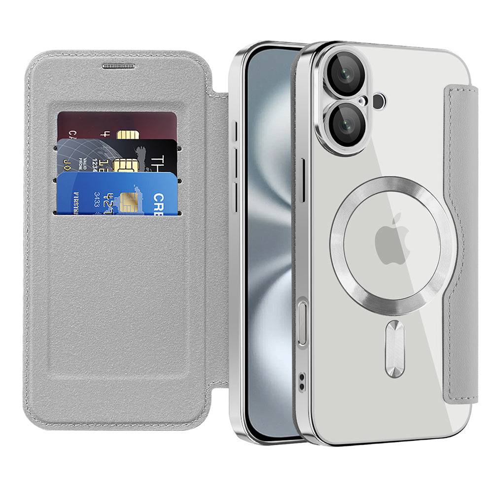 Etui MagSafe do Apple iPhone 16 Plus, Techsuit, SmartMag Book, Szary