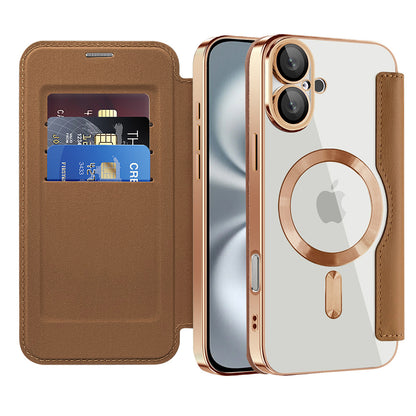 Etui MagSafe dla Apple iPhone 16 Plus, Techsuit, SmartMag Book, Brązowe