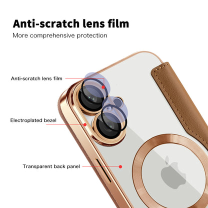 Etui MagSafe dla Apple iPhone 16 Plus, Techsuit, SmartMag Book, Brązowe