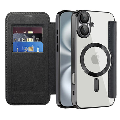Etui MagSafe dla Apple iPhone 16 Plus, Techsuit, SmartMag Book, czarne