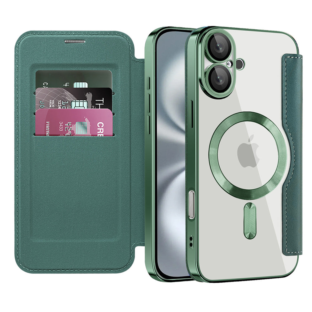 Etui MagSafe dla Apple iPhone 16 Plus, Techsuit, SmartMag Book, Zielony