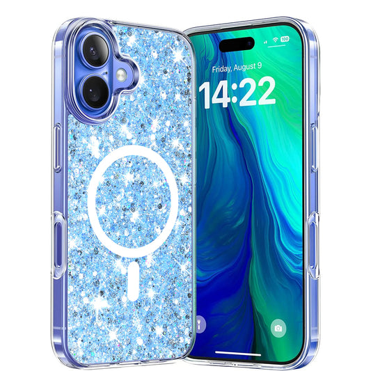 Etui MagSafe do Apple iPhone 16 Plus, Techsuit, Sparkly Glitter, Bleu