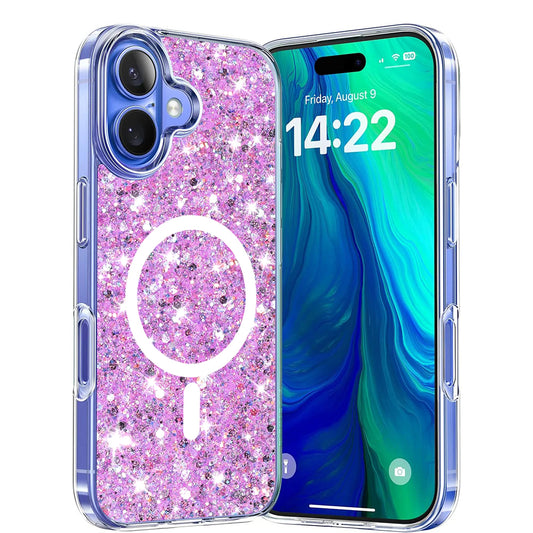 Etui MagSafe do Apple iPhone 16 Plus, Techsuit, Sparkly Glitter, Magenta