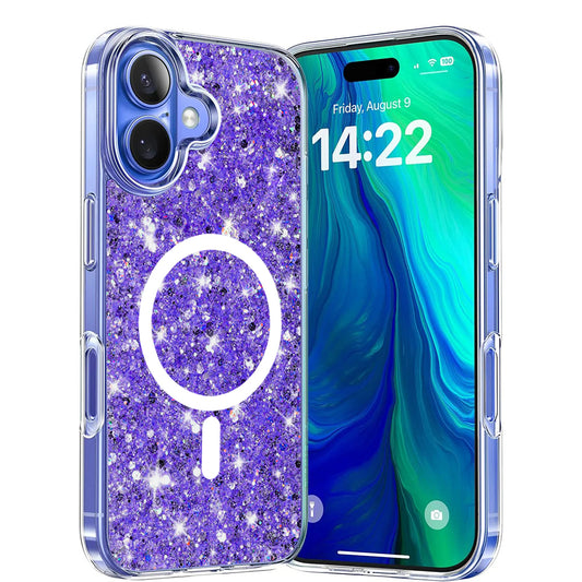 Etui MagSafe do Apple iPhone 16 Plus, Techsuit, Sparkly Glitter, Fioletowy