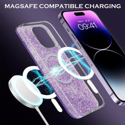 MagSafe Case for Apple iPhone 16 Plus, Techsuit, Sparkly Glitter, Purple