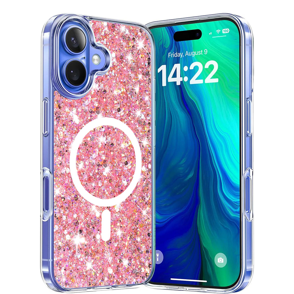 Etui MagSafe do Apple iPhone 16 Plus, Techsuit, Sparkly Glitter, Różowe