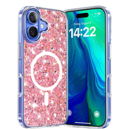 Etui MagSafe do Apple iPhone 16 Plus, Techsuit, Sparkly Glitter, Różowe