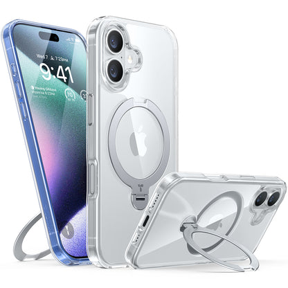 Etui MagSafe dla Apple iPhone 16 Plus, Torras, Ostand Spin, Przezroczyste