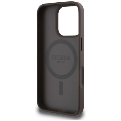 Etui MagSafe dla Apple iPhone 16 Pro, Guess, 4G Circle Classic Logo, Brązowy