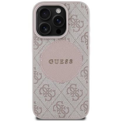 Etui MagSafe dla Apple iPhone 16 Pro, Guess, 4G Circle Classic Logo, Różowy