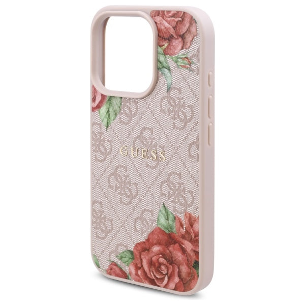 Etui MagSafe dla Apple iPhone 16 Pro, Guess, 4G Flowers Print, Różowy