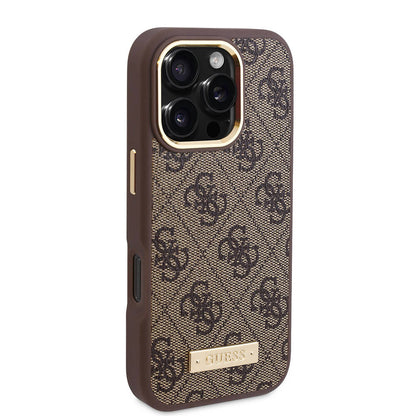 Etui MagSafe dla Apple iPhone 16 Pro, Guess, 4G Logo Plate, Czarne