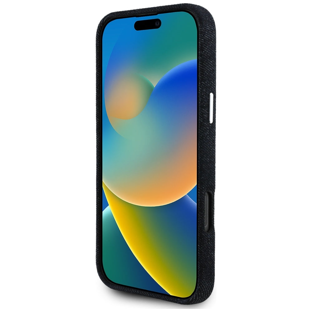 Etui MagSafe dla Apple iPhone 16 Pro, Guess, Denim Triangle Logo, Czarne