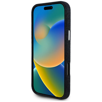 Etui MagSafe dla Apple iPhone 16 Pro, Guess, Denim Triangle Logo, Czarne