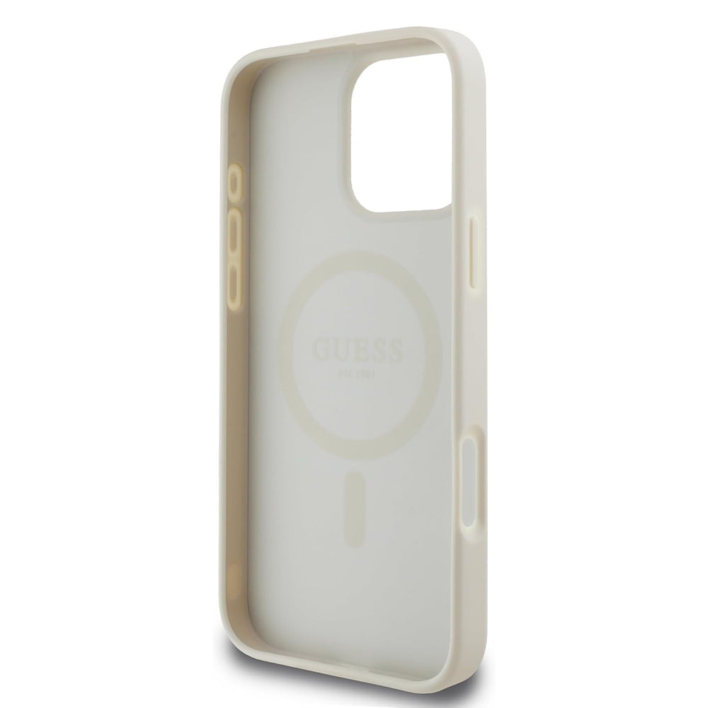 Etui MagSafe dla Apple iPhone 16 Pro, Guess, Grained Gold Ring, Beżowy