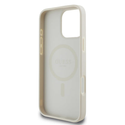 Etui MagSafe dla Apple iPhone 16 Pro, Guess, Grained Gold Ring, Beżowy