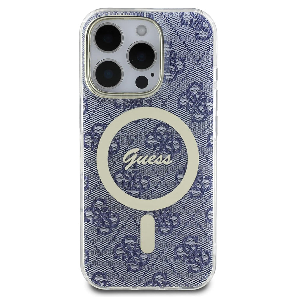 Etui MagSafe dla Apple iPhone 16 Pro, Guess, IML 4G, Niebieskie